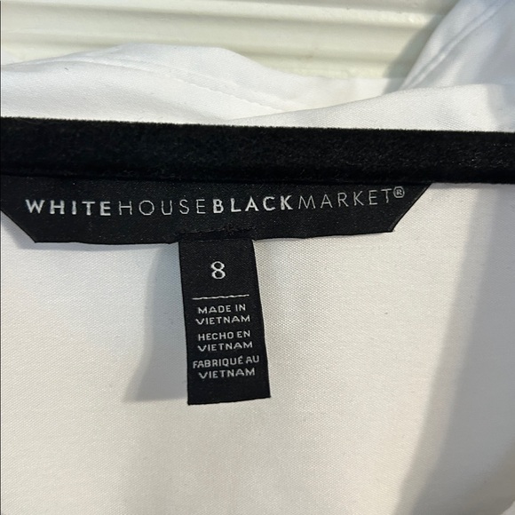 White House Black Market Eyelet Lace Button Down Shirt 8 White Cotton Office - Picture 2 of 9